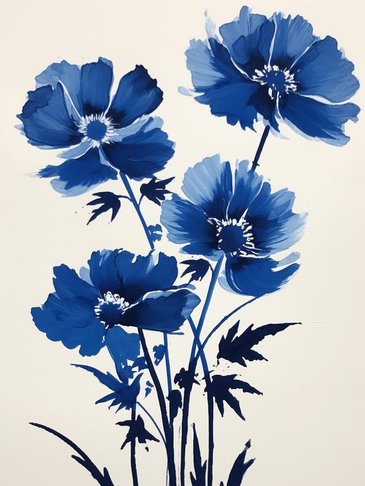 Blue Botanical Anemone 2