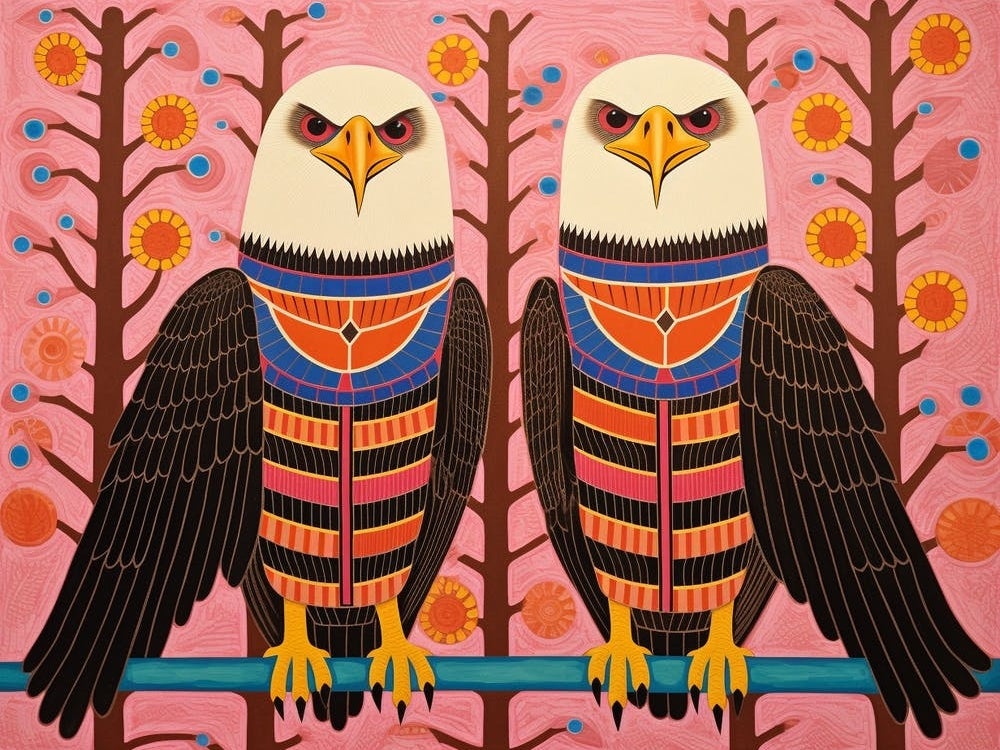 Bald Eagle 1 Folk Style Animal Illustration