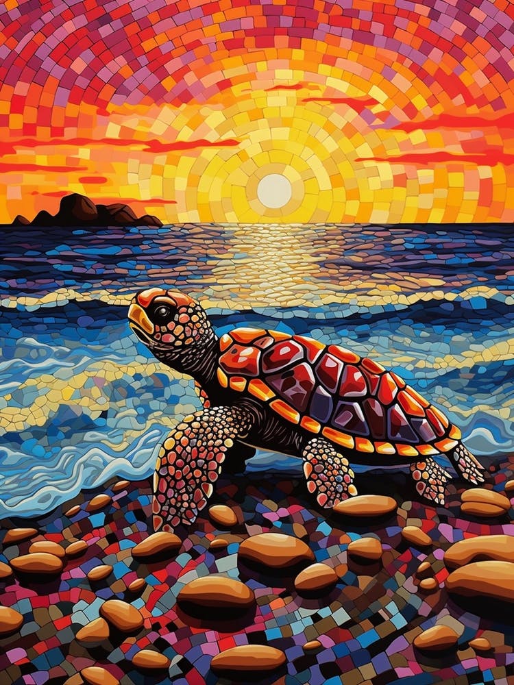 Geometric Sea Turtle On The Beach 2