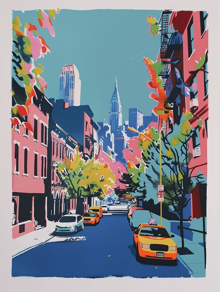 Chelsea New York Illustration Sérigraphique Colorée 1