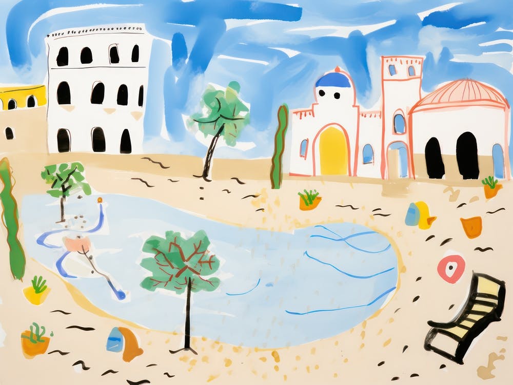 Lecce Italy Cute Watercolour Illustration 3