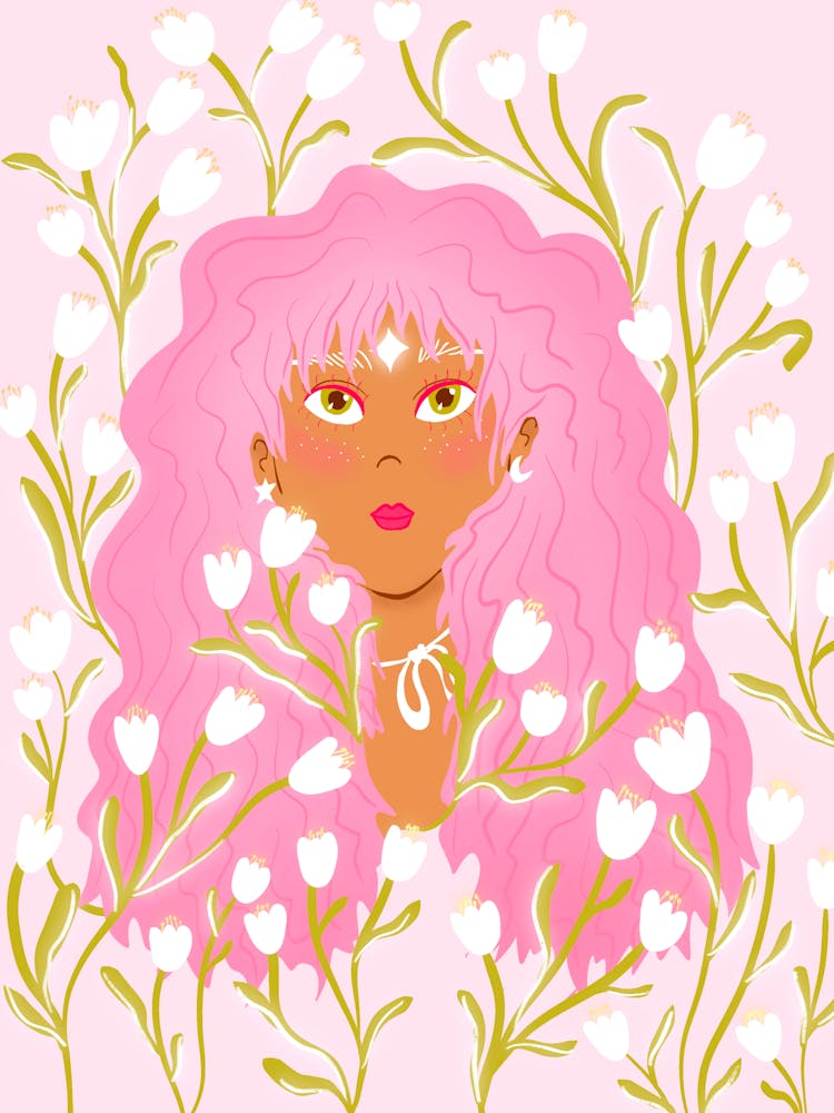 Pink Flower Fairy Girl