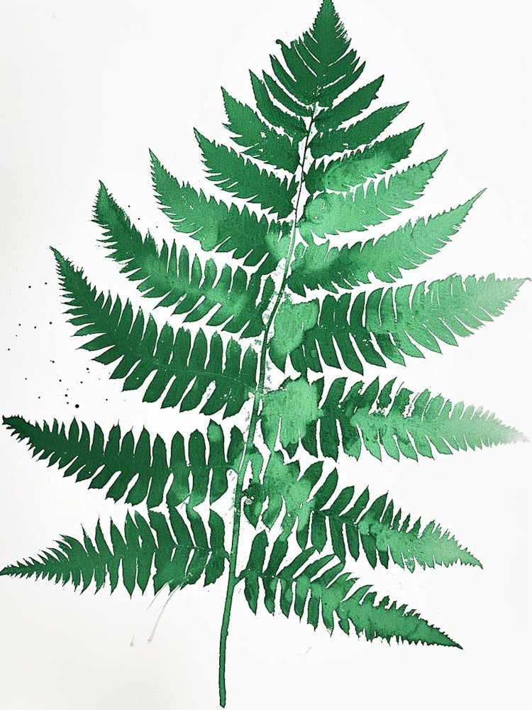 Green Ink Painting Of A Cinnamon Fern 2