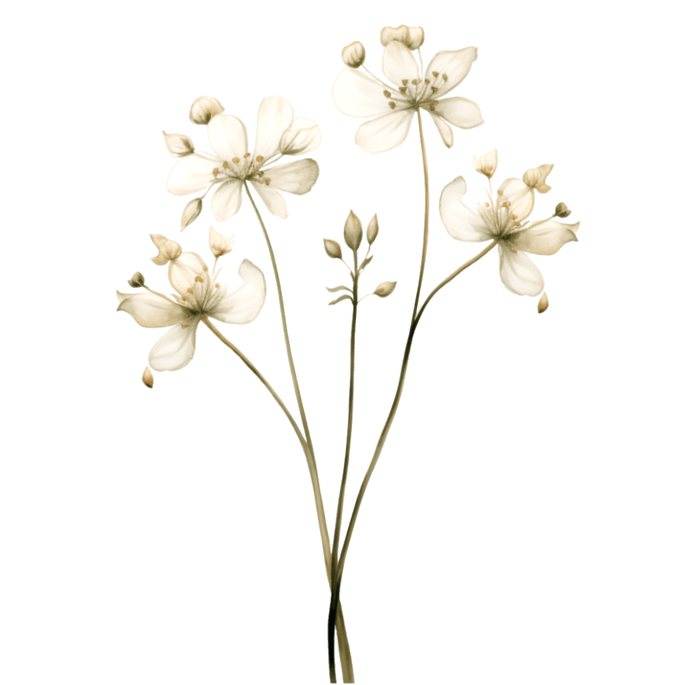 White Flowers On A Black Background