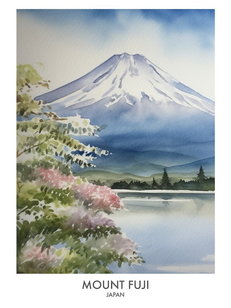 Mount Fuji 1 Watercolour Travel Poster