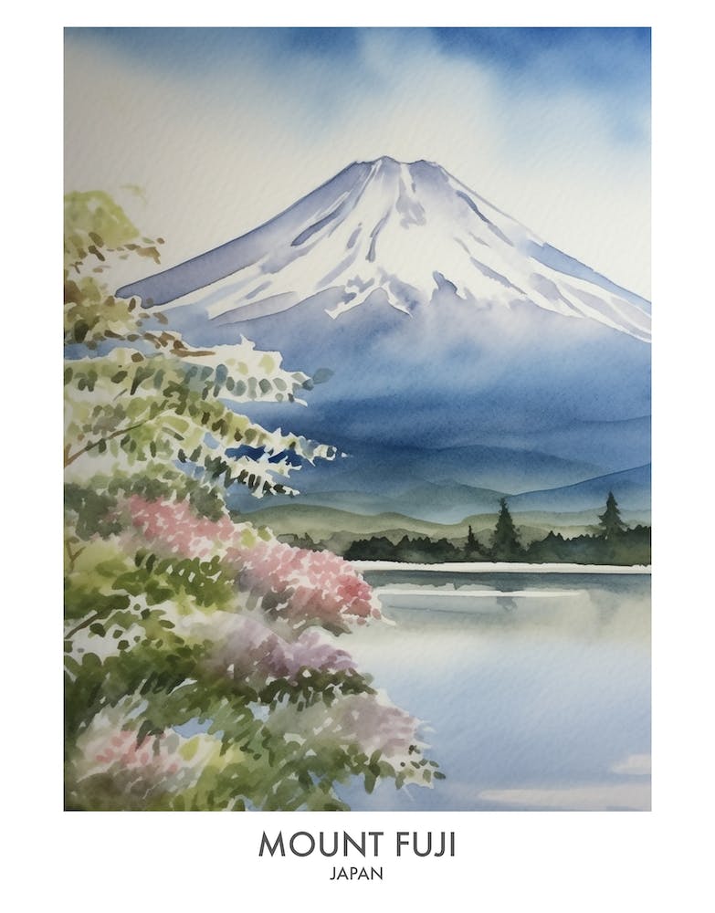 Mount Fuji 1 Watercolour Travel Poster