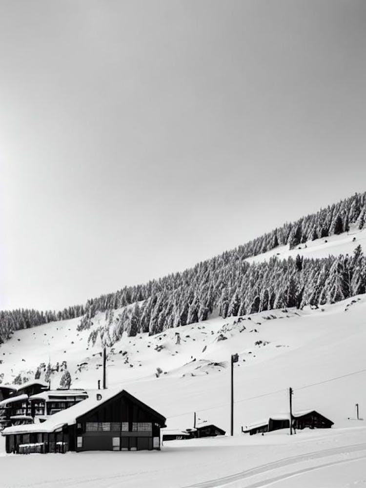 Pas De La Casa, Andorra Black And White Skiing Poster