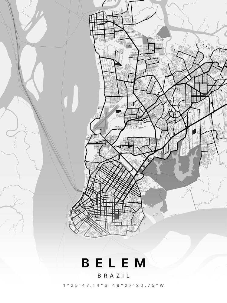 Belem Brazil White Map