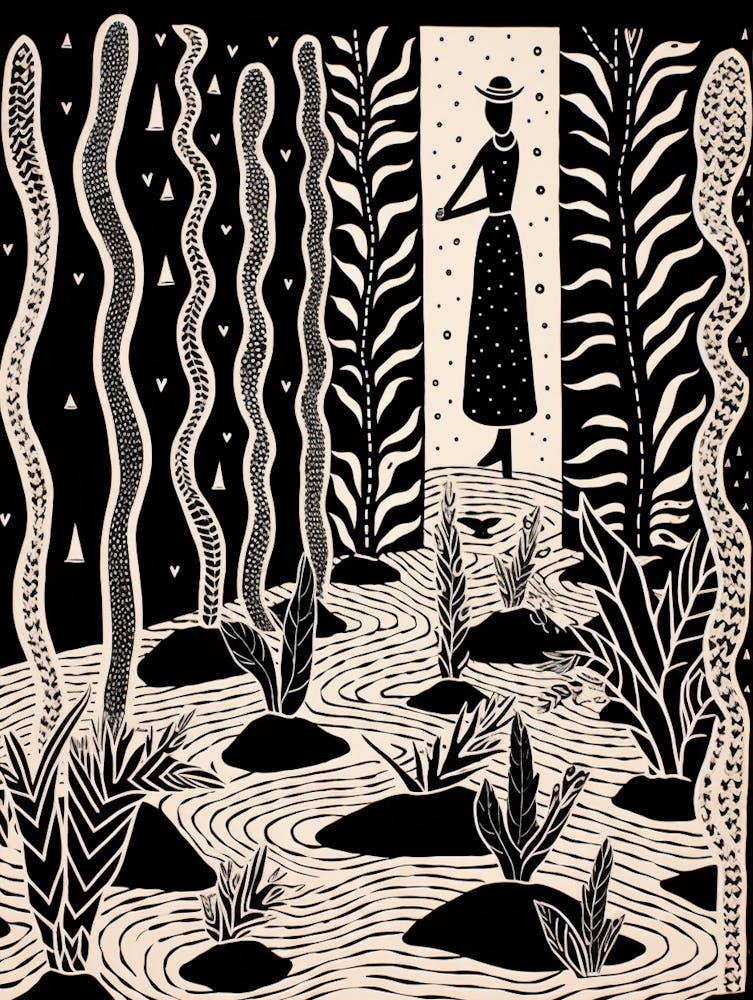 B&W Plant Illustration Snake Plant 2