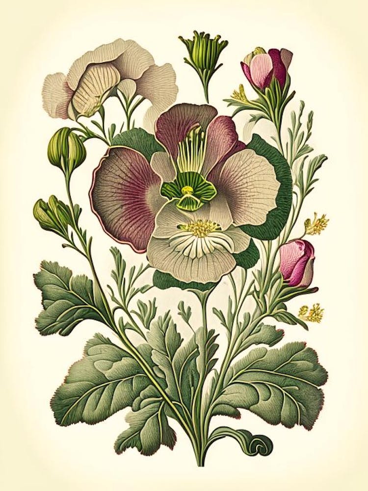 Primrose 1 Floral Botanical Vintage Poster Flower