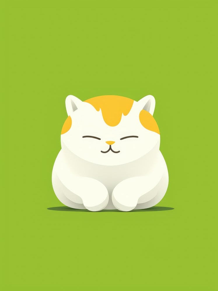 Cat Sitting On Green Background