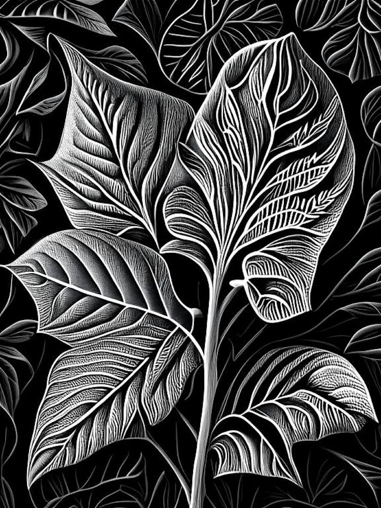 Pepper Leaf Linocut