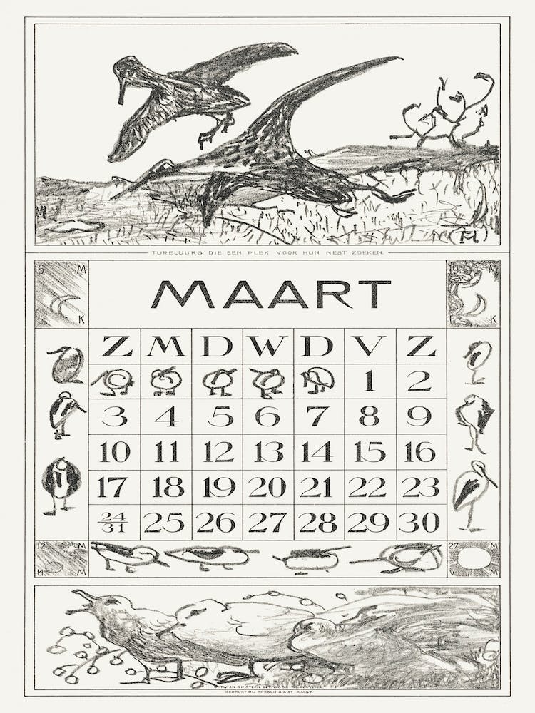 March Calendar With Clockwork (1917), Theo Van Hoytema Art Print by Fy ...