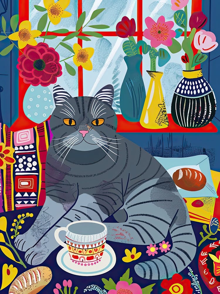 Tea Time With A British Shorthair Cat 3