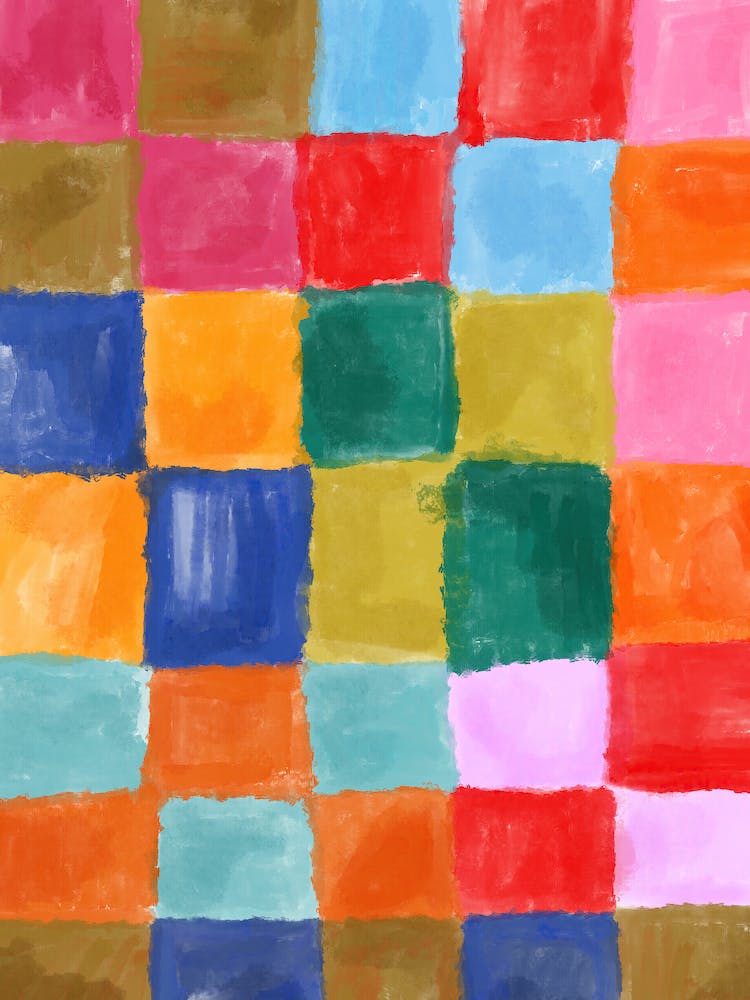 Hand-Painted Checkerboard Collage