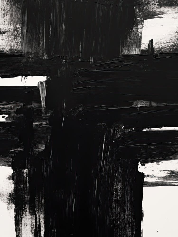 Black Brush Strokes Abstract 4
