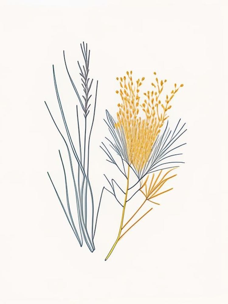 Ephedra Spices And Herbs Minimal Line Drawing 2