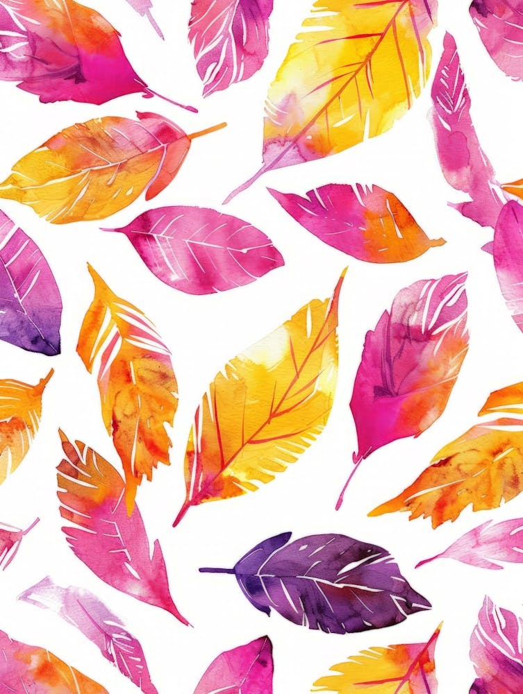 Watercolor Feathers Seamless Pattern 1