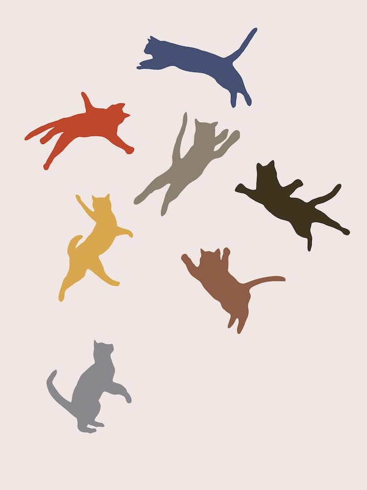 Funny Flying Cats Matisse Cutout Minimal