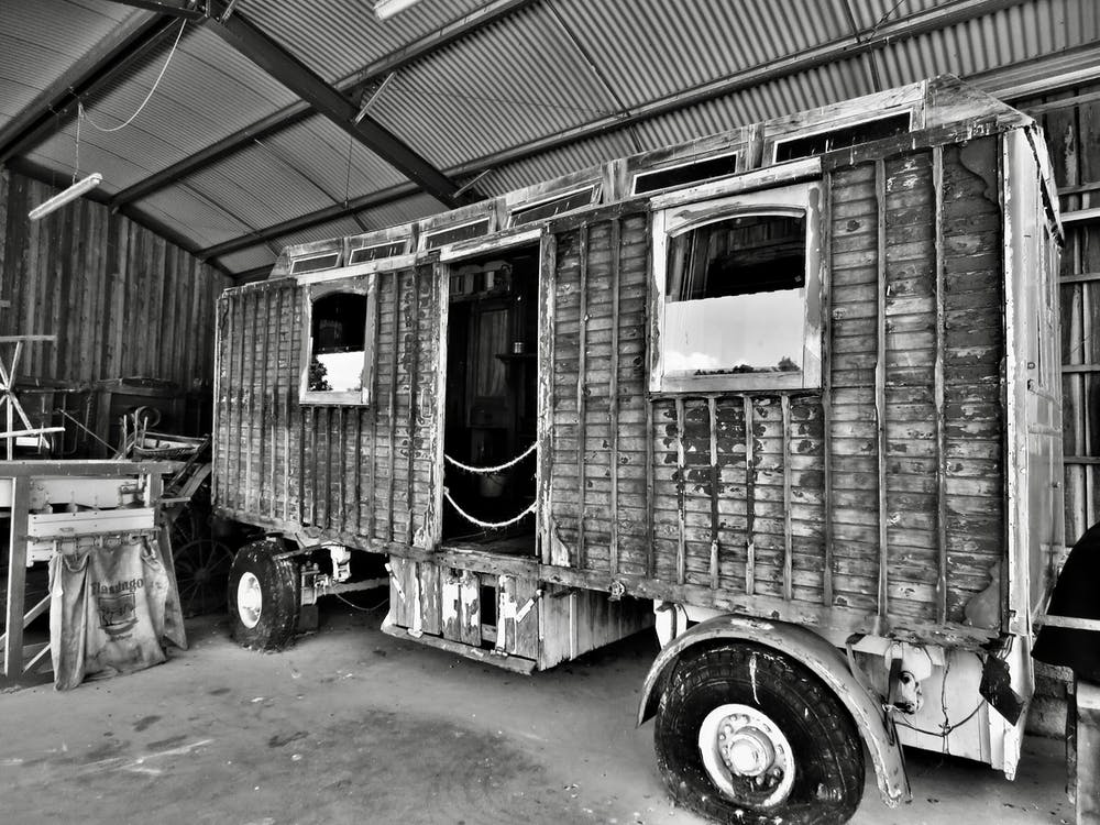 Old wagon gypsy black and white