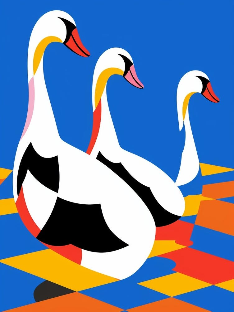 Cygnes Art Abstrait Pop 1