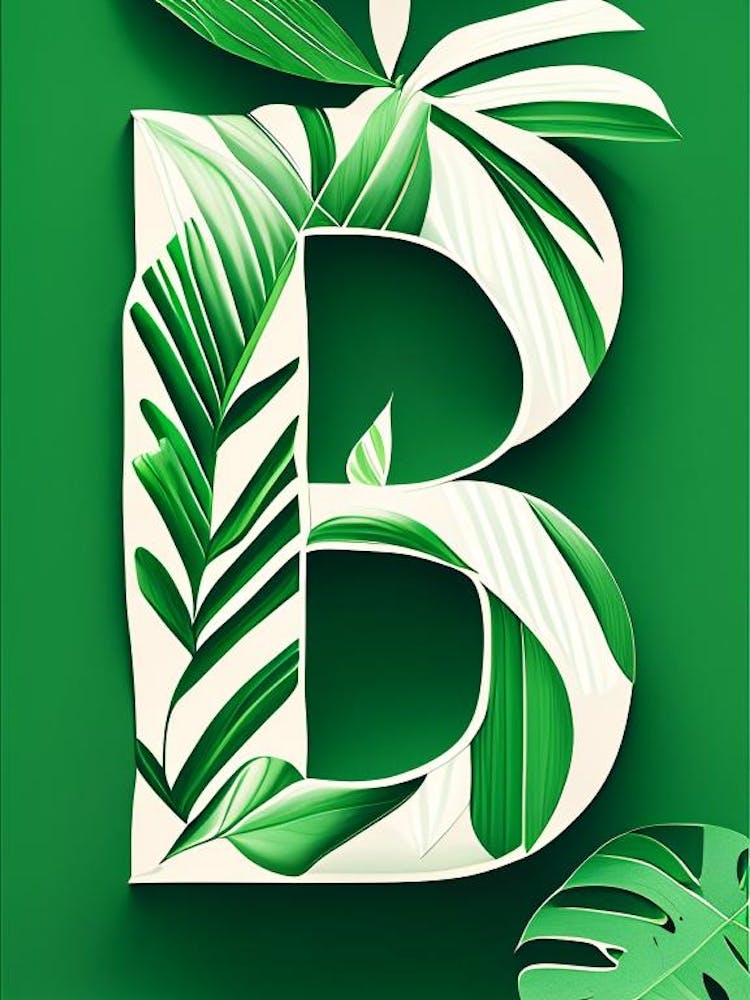 B, Letter, Alphabet Jungle Leaf 2