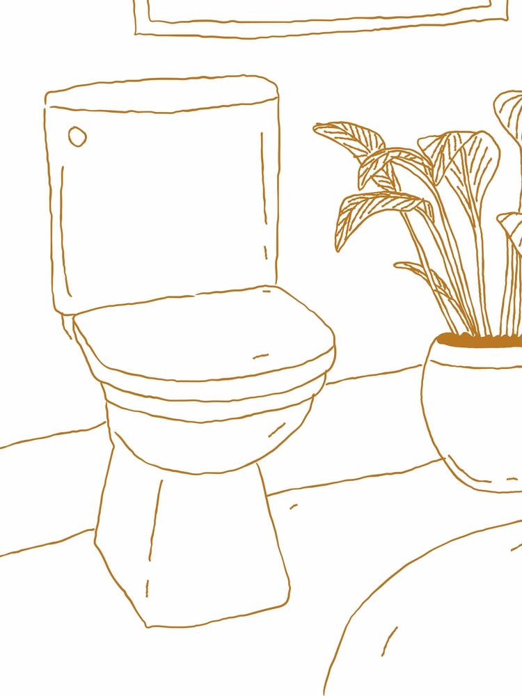 Bathroom Illustration Brown