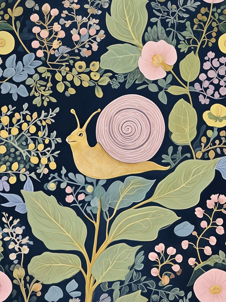 Little Snails And Flowers