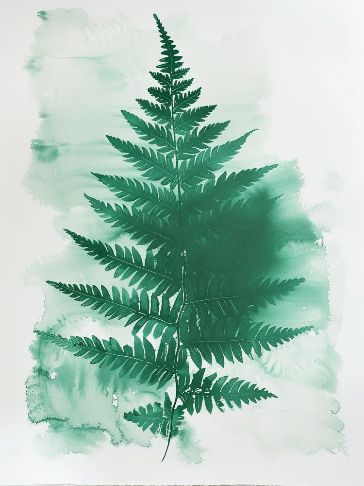 Green Ink Painting Of A Cinnamon Fern 1