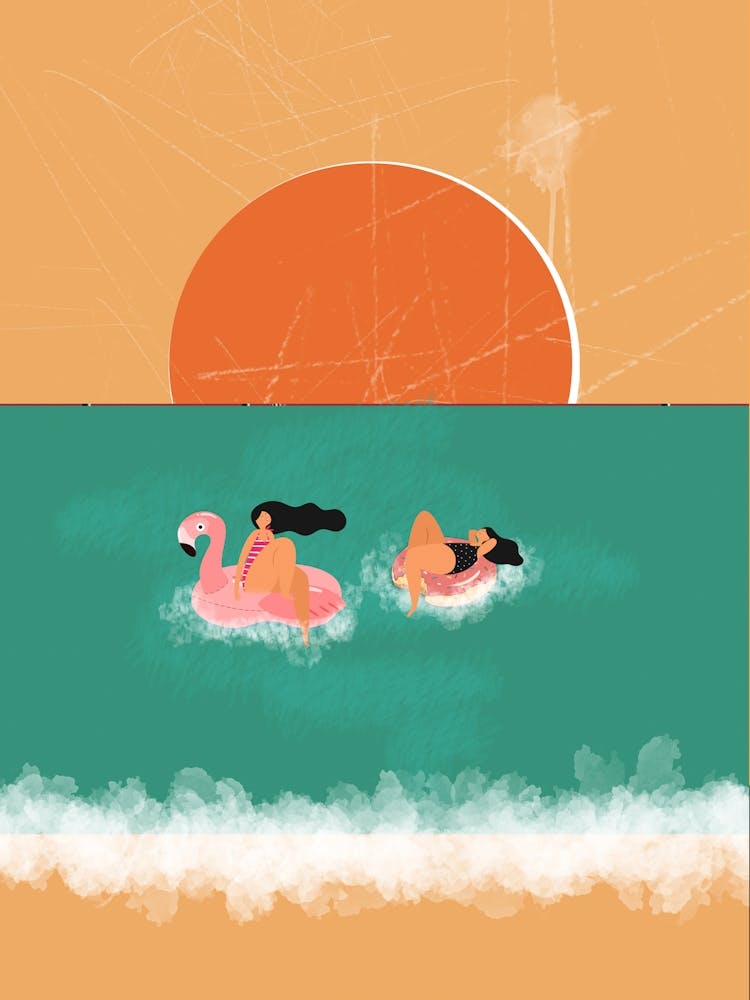 Flamingos At The Beach