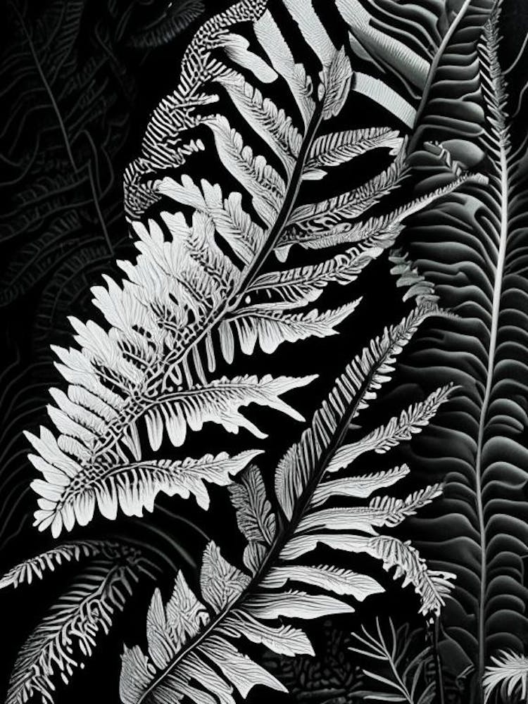 Japanese Painted 1 Fern Linocut