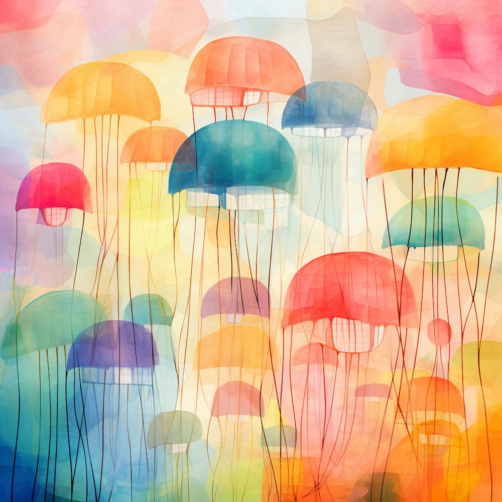 Maraclemente Jelly Fish Painting Style Of Paul Klee Seamless