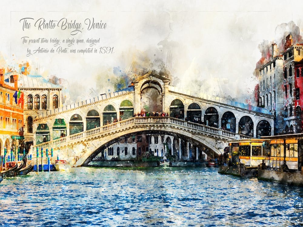 Pont du Rialto, Venise, Aquarelle