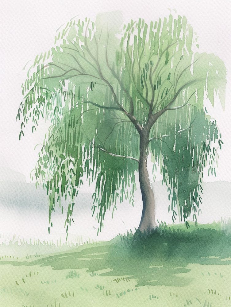 Willow Tree Atmospheric Watercolour Painting 8