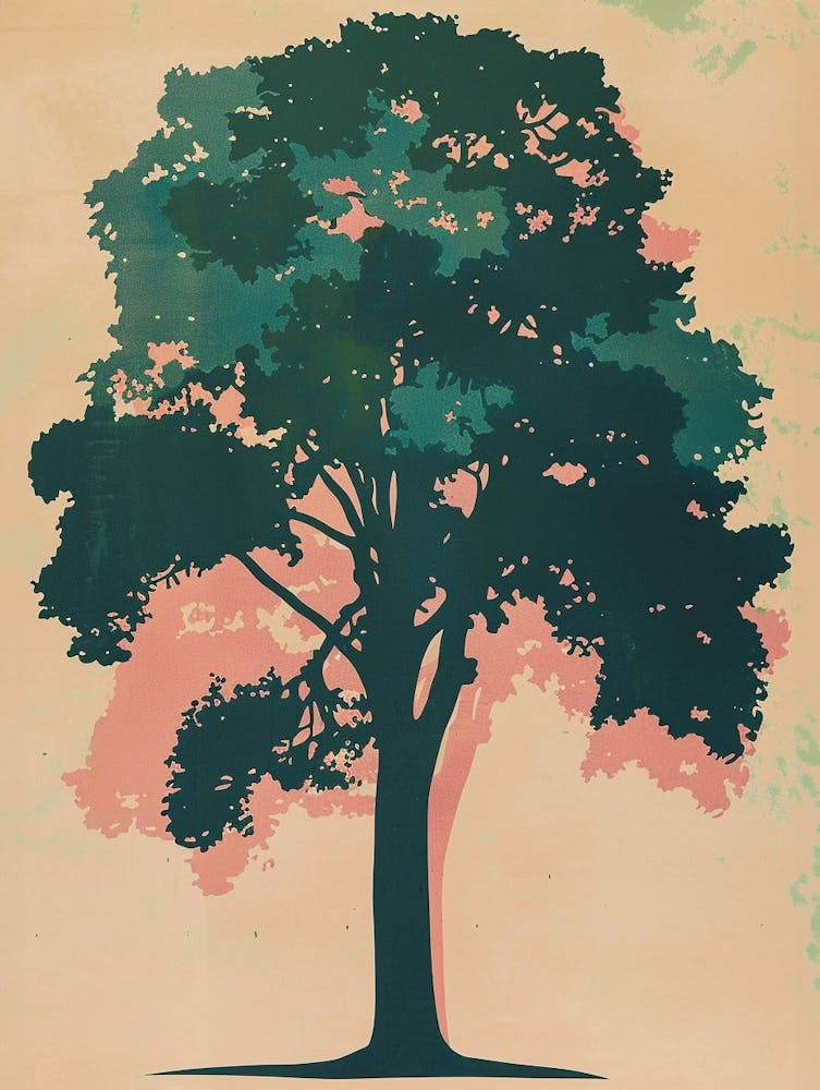 Boxwood Tree Colourful Illustration 4