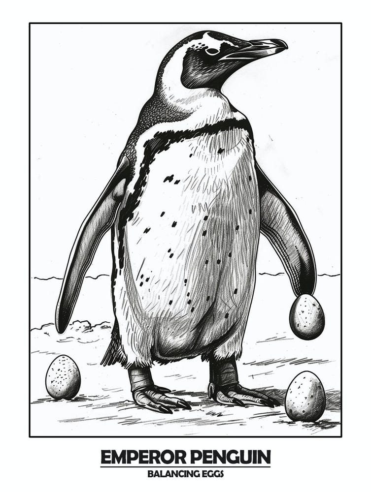 Penguin Balancing Eggs Poster 1