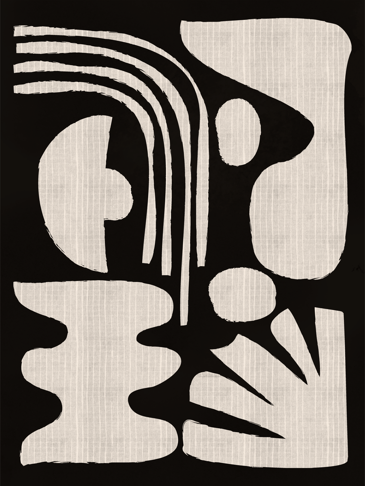 Abstract Mid-Century Modern Black and White Composition