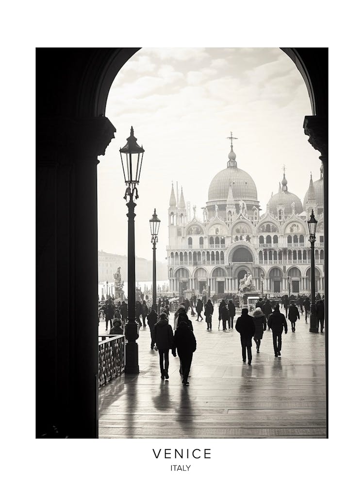 Poster Of Venice, Italy, Black And White Analogue Photography 4