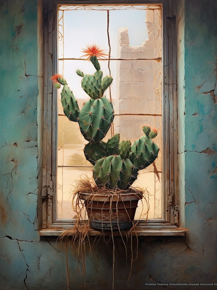 Rat Tail Cactus On A Window  2