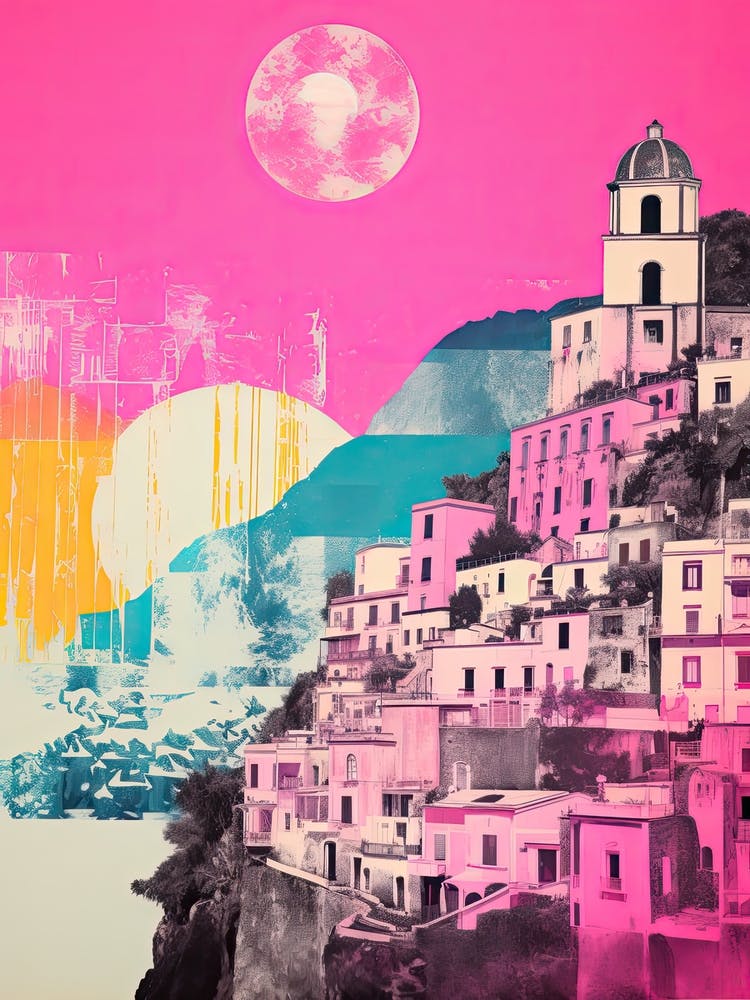 Positano In Risograph Style 2