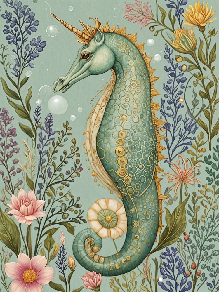 Unicorn Seahorse In Pastel