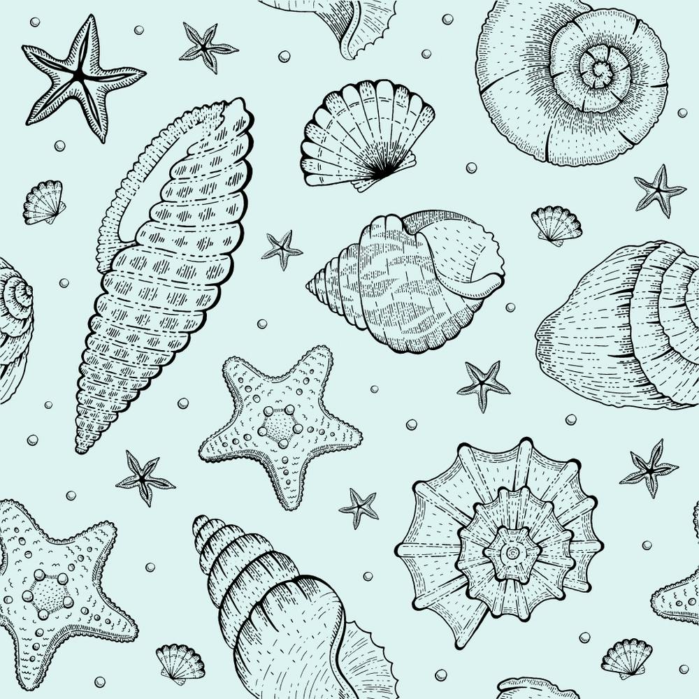 Sea Shells Seamless Pattern 1