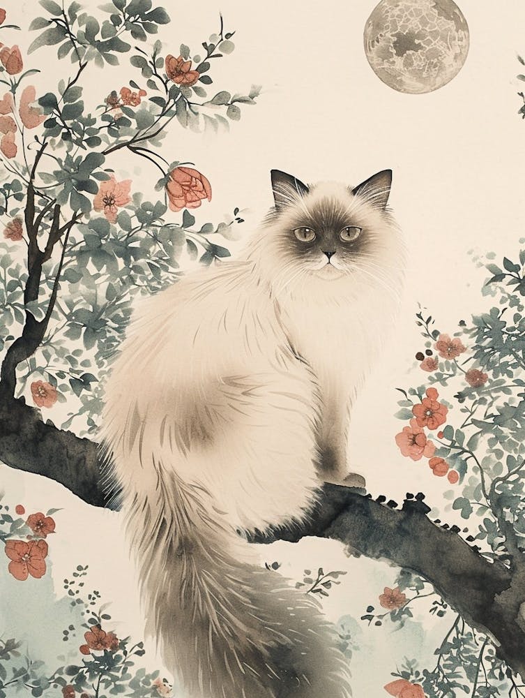 Ragdoll Cat Japanese Illustration 3