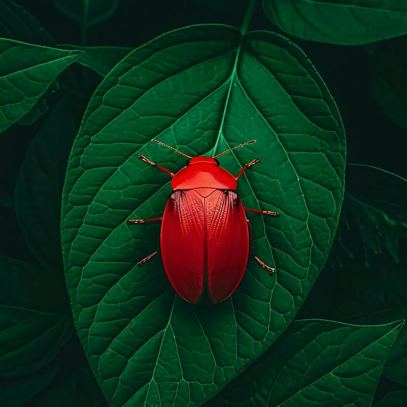 Roter Käfer auf Blatt