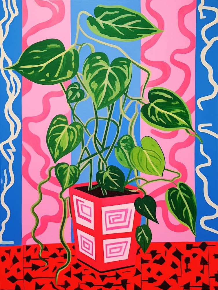 Pink And Red Plant Illustration Pothos 3