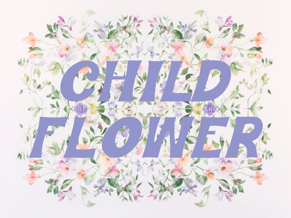 Child Flower. Nursery Floral Watercolor Illustration with Quote, Kids Room Pastel Colors