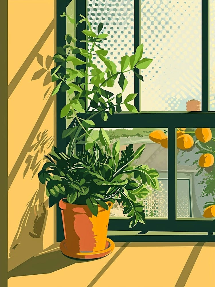 Sweet Illustrations Of Potted Herbs On The Windowsil 2