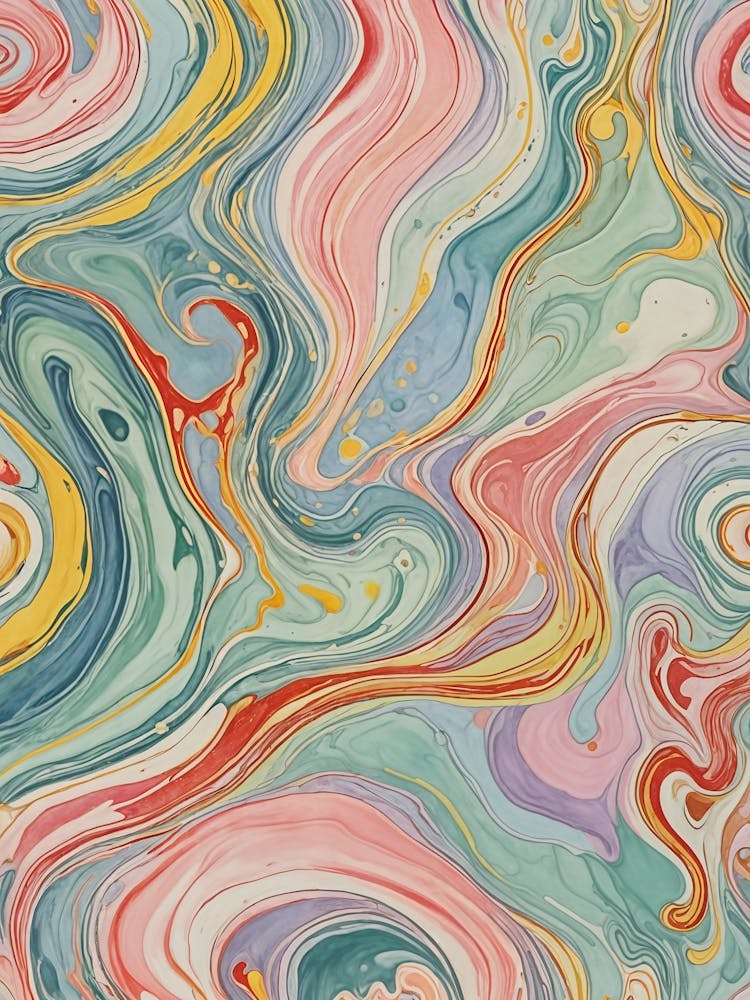 Flüssige Marmorwirbel in Pastell