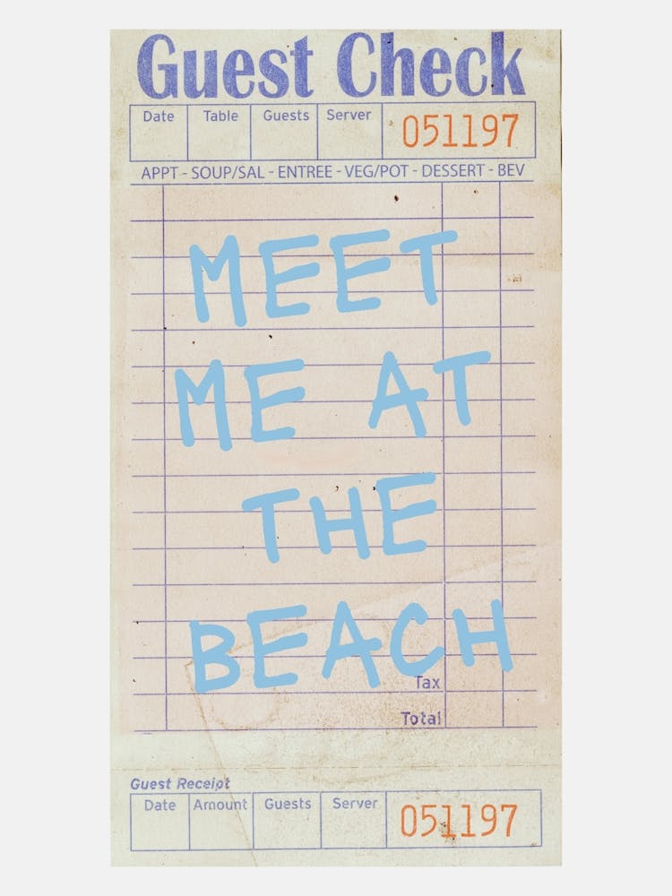 Meet Me At The Beach Guest Check Blue