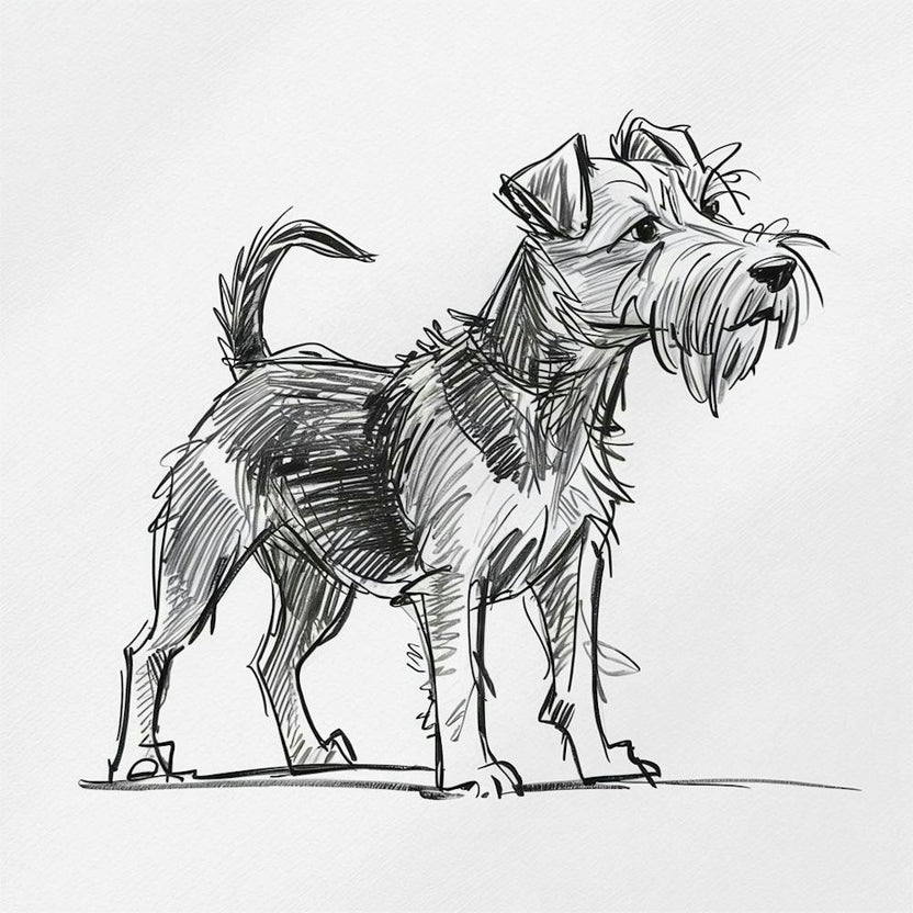 Expressive Charcoal Terrier Dog Sketch